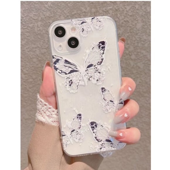 NEW iPhone 13/Pro/Max Butterfly Painted Clear iPhone case - Picture 1 of 3
